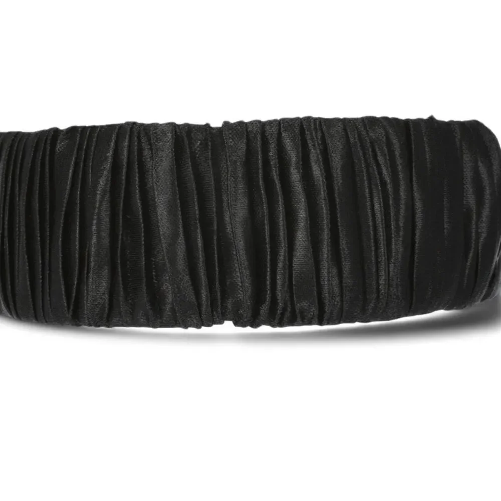 Time and Tru Women’s Black Satin Pleated Flat Wide Hair Headband OSFM